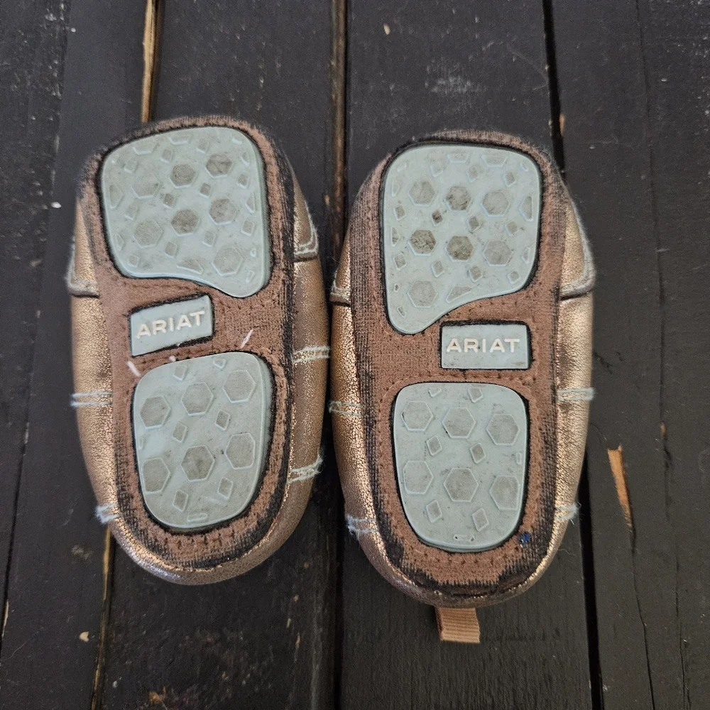Ariat Baby Crib Shoes Leopard Cactus Moccasins Brown Gold and Blue